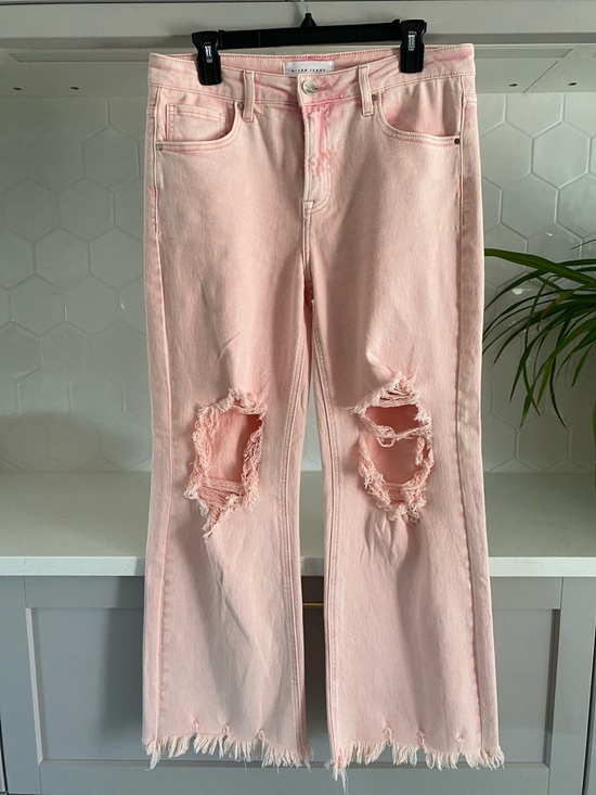 Risen Los Angeles Denim - Risen Light Pink Distressed Jeans - Women's Flare, size 11/30, Like New!